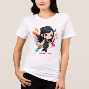Triblenda Camiseta chibi Estampado divertido Moda casual Art