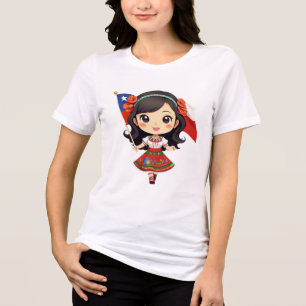 Triblenda Camiseta chibi Estampado divertido Moda casual Art