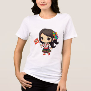 Triblenda Camiseta chibi Estampado divertido Moda casual Art