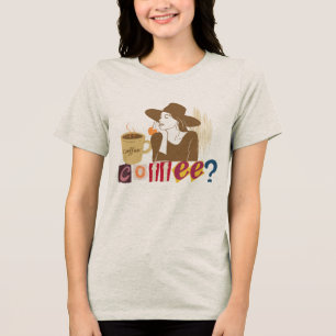 Triblenda Camiseta Chic de Amante del Café al Estilo Nota de