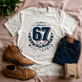 Triblenda Camiseta Clásica Jubilación 67 – Estilo Insignia V