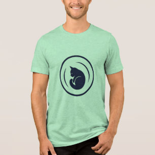 Triblenda Camiseta con emblema circular de silueta de gato l
