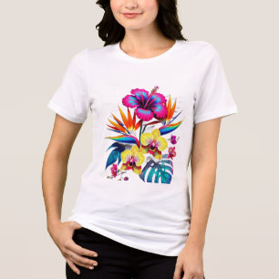 Triblenda Camiseta con estampado botánico vintage