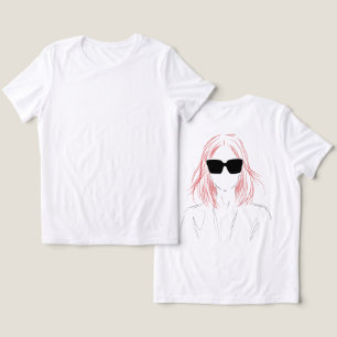 Triblenda Camiseta con estampado trasero de mujer con gafas 