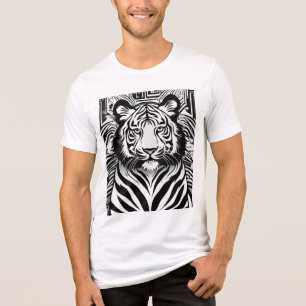 Triblenda Camiseta con logotipo de león geométrico monocromá