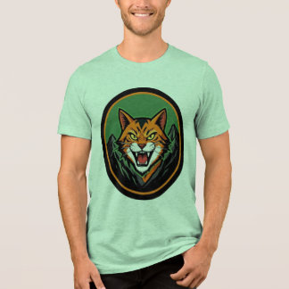 Triblenda Camiseta con logotipo de mascota de gato fiero
