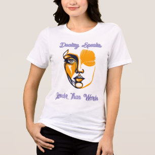 Triblenda Camiseta con rostro de arte de línea expresiva y d