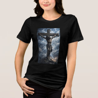 Triblenda camiseta con un conmovedor arte de Jesucristo