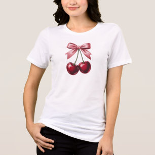 Triblenda Camiseta Coquette Cherry Bow Cerezas Rojas Linda
