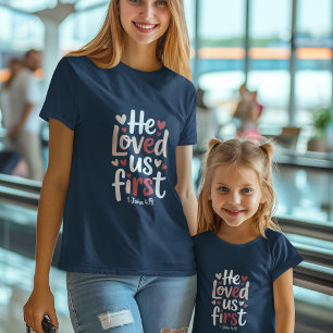 Triblenda Camiseta cristiana de San Valentín 'Él nos amó pri