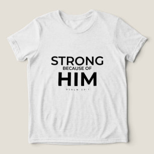 Triblenda Camiseta cristiana para niños Salmo 28:7 Fuerte en
