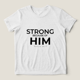 Triblenda Camiseta cristiana para niños Salmo 28:7 Fuerte en