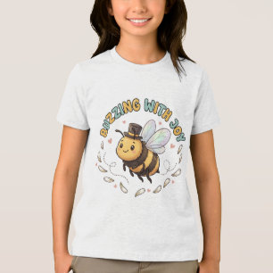 Triblenda Camiseta de abeja de miel llena de alegría para ni