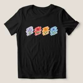 Triblenda Camiseta de acuarela de flores silvestres 