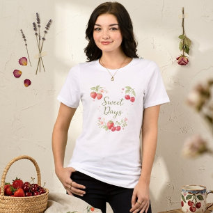 Triblenda Camiseta de acuarela de fresa y cereza "Días dulce