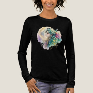 Triblenda Camiseta de acuarela de mujer floral etérea y coli