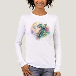 Triblenda Camiseta de Acuarela de Mujer Floral Etérea y Coli