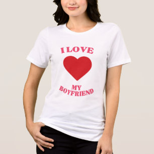 Triblenda Camiseta de algodón para mujer 'Amo a mi novio'