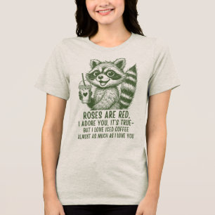 Triblenda Camiseta de amor por café con hielo y mapache lind