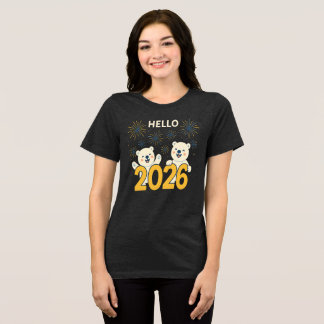 Triblenda Camiseta de Año Nuevo para mujeres Hello 2026 Pola