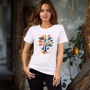 Triblenda Camiseta de árbol abstracto colorido   Naturaleza 