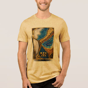 Triblenda Camiseta de Arte Abstracto con Aura Dorada