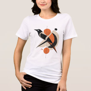 Triblenda Camiseta de arte abstracto geométrico de pájaro mo
