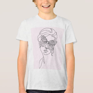 Triblenda camiseta de arte de cara de mariposa minimalista p