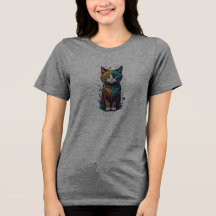 camiseta de arte de gato abstracto vibrante perfec