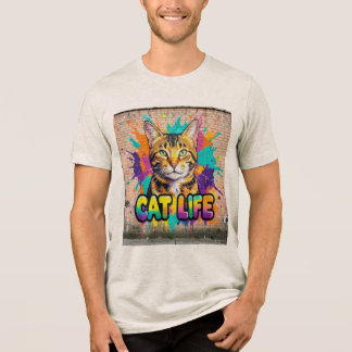 Triblenda Camiseta de arte de grafiti de la vida del gato co