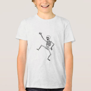 Triblenda Camiseta de arte de línea de esqueleto bailando