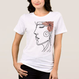 Triblenda Camiseta de arte de línea de rostro de mujer minim