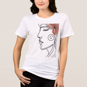 Triblenda Camiseta de arte de línea de rostro de mujer minim