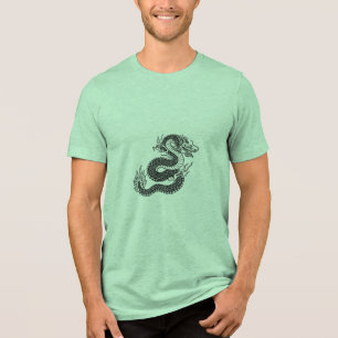 Triblenda Camiseta de arte de tinta tradicional del dragón c
