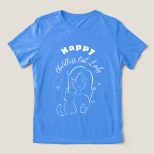 Triblenda Camiseta de arte Happy Childless Cat Lady Line
