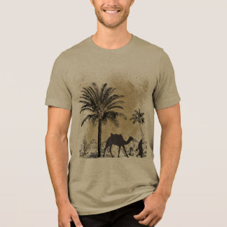 Triblenda Camiseta de arte vintage de palmeras y camello del