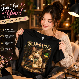 Triblenda Camiseta de bibliotecaria felina | Camiseta de gat
