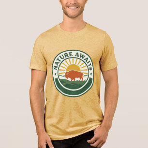 Triblenda Camiseta de Bisonte de Búfalo Naturaleza Espera Te