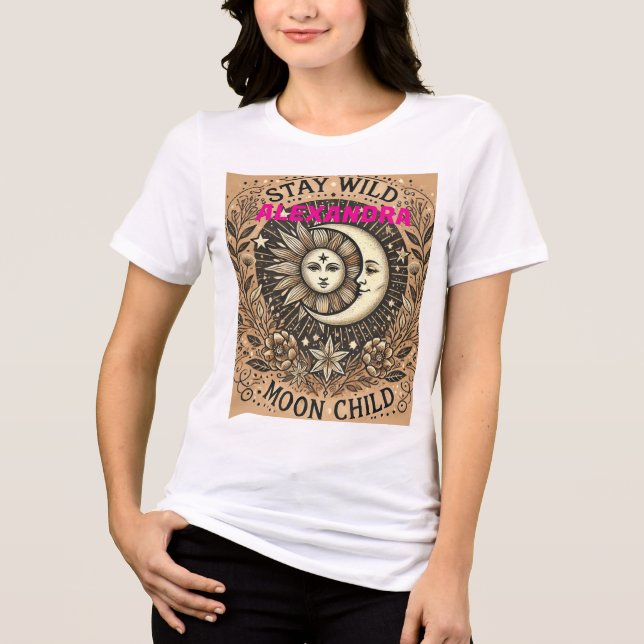 Triblenda Camiseta de Boho Celestial "Shine Moon Child" - Mí (Anverso)