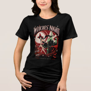 Triblenda Camiseta de bruja de Halloween vintage de la noche