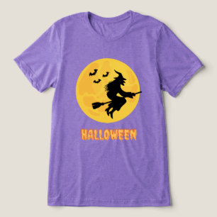 Triblenda Camiseta de Bruja de Halloween volando con Escoba