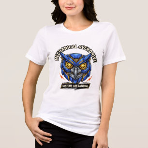 Triblenda Camiseta de búho ciberpunk de sobrecarga mecánica