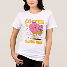 Camiseta de café con hielo y sol, Tee de flor retr
