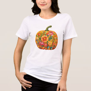 Triblenda Camiseta de calabaza de arte popular para mujeres