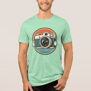 Triblenda Camiseta de cámara vintage sonriente