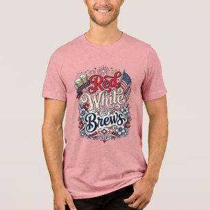 Triblenda Camiseta de cerveza patriótica Red White & Brews D