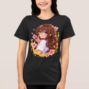 Triblenda Camiseta de chica de anime Kawaii Flor de Cerezo S