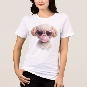 Triblenda Camiseta de chicle de cachorro lindo