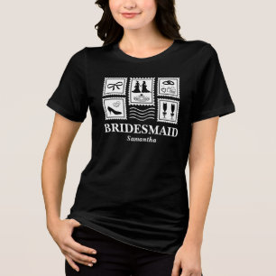 Triblenda Camiseta de Colage de Sello de Dama de Honor Perso