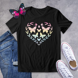 Triblenda Camiseta de corazón de mariposa arcoiris pastel